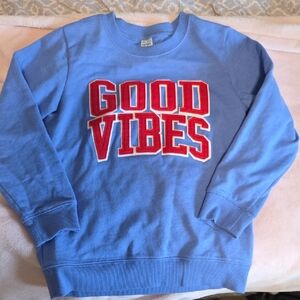 Carter's Blue Crewneck Sweater with Red 'Good Vibes'